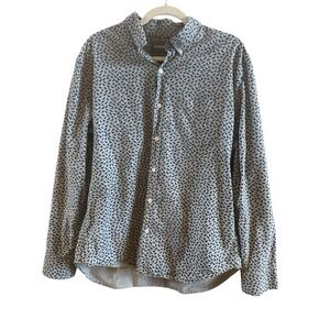 Bonobos Slim Fit Navy Black Bird Print Men's X-Large Button Down Cotton Shirt